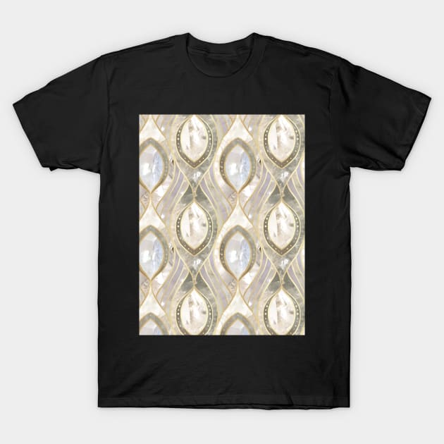 White Quartz & Gold Elegant Pattern T-Shirt by tanyadraws